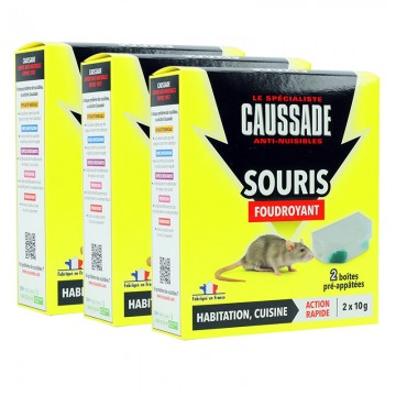 Anti-nuisible Souris - 2 boîtes pré-appâtées foudroyant 20 g CAU Caussade