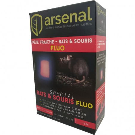 Raticide Arsenal, appât pâte fraîche fluorescente pour rat & souris